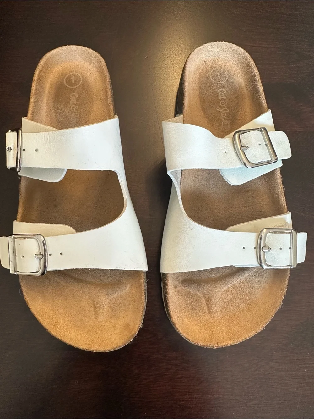 Kids Cat & Jack White Slide Sandals with buckles